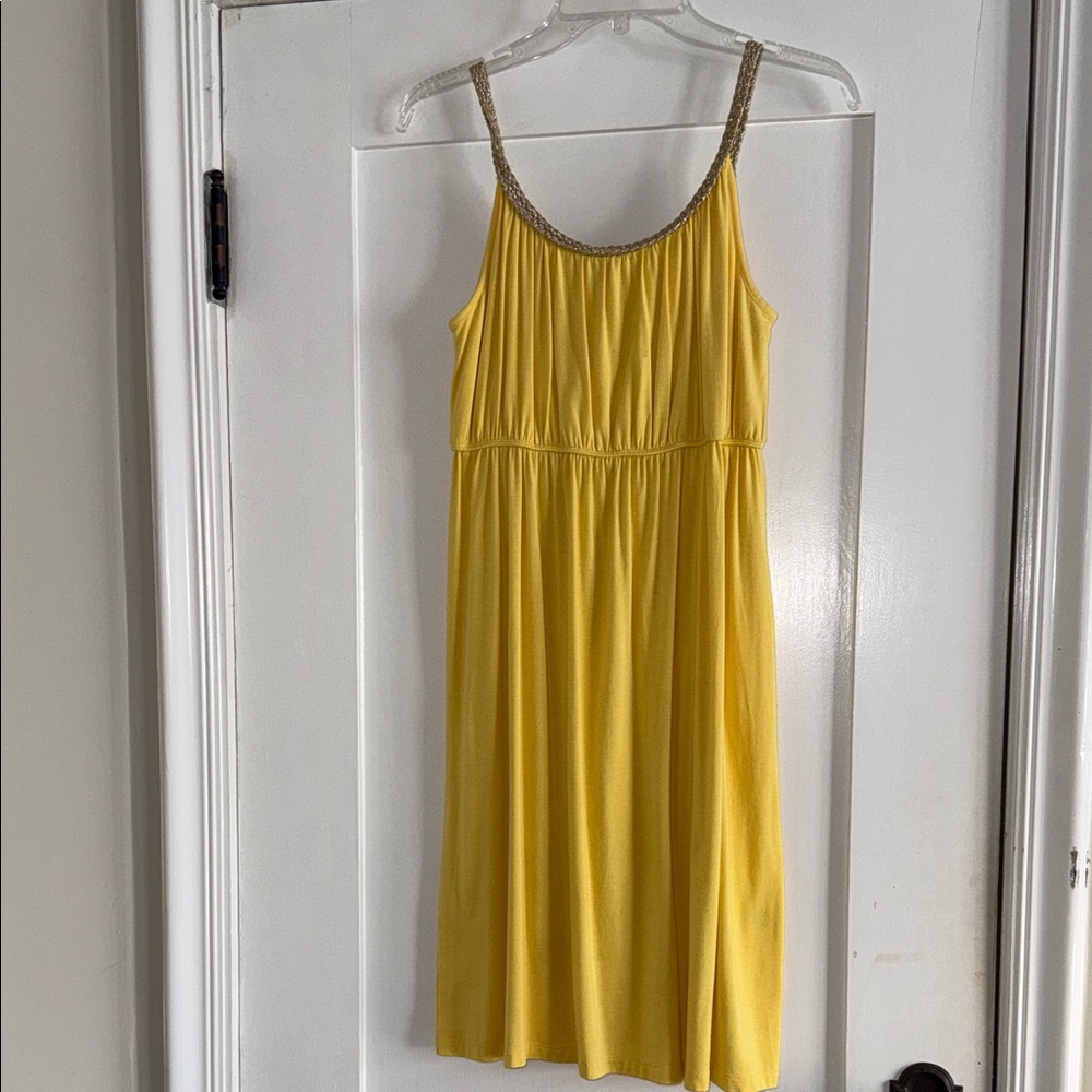Yellow Sleeveless Dress with Gold Straps